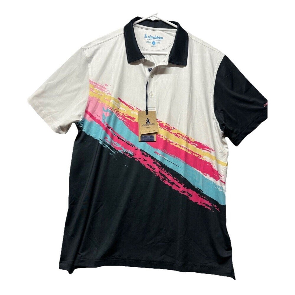 Chubbies Mens Polo Shirt Tennis Champ Performance Short Sleeve Golf Size Large